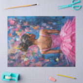 ホットピンクのトゥツのデコペ絵を描ージのバレリーナ 薄葉紙 (クラフト)