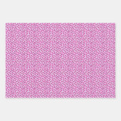 ホットピンクのドット、星と格子柄 ラッピングペーパーシート (正面3)