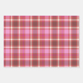 ホットピンクのドット、星と格子柄 ラッピングペーパーシート (正面2)