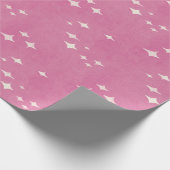 ホットピンクのドット、星と格子模様の包装紙シート ラッピングペーパー (角)