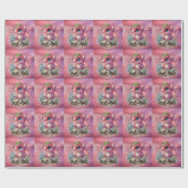 ホットピンクのドラゴンガールベビーシャワー ラッピングペーパー (フラット)