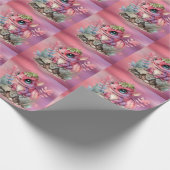 ホットピンクのドラゴンガールベビーシャワー ラッピングペーパー (角)