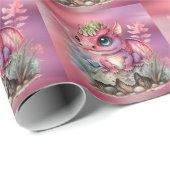 ホットピンクのドラゴンガールベビーシャワー ラッピングペーパー (ロールコーナー)