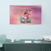 ホットピンクのドラゴンガールベビーシャワー 横断幕 (トレードショー)