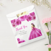 ホットピンクのドレスを着た花のプリンセス　スウィート16 フェイバーバッグ (封をした状態)