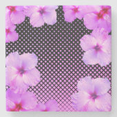 ホットピンクのハイビスカス ストーンコースター (正面)