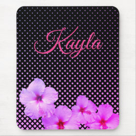 ホットピンクのハイビスカス マウスパッド