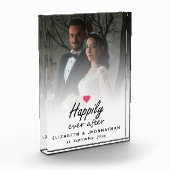 ホットピンクのハートカップルの写真の後に幸せに フォトブロック (左)