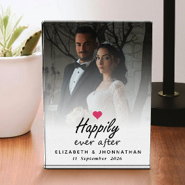 ホットピンクのハートカップルの写真の後に幸せに フォトブロック