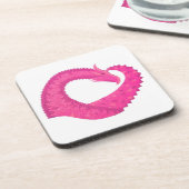 ホットピンクのハートドラゴンの白 コースター (左側)
