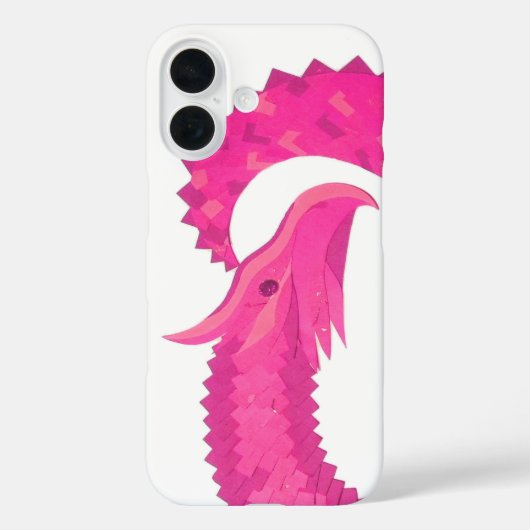 ホットピンクのハートドラゴンの白 Case-Mate iPhoneケース (裏面)