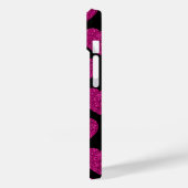 ホットピンクのハートフェイクスパークルズパターンモノグラム Case-Mate iPhoneケース (裏面 / 左)