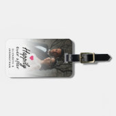 ホットピンクのハート写真ハネムーンの後に幸せに ラゲッジタグ (正面横)