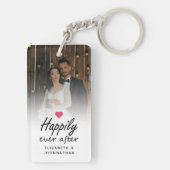 ホットピンクのハート写真記念品 キーホルダー (裏面)