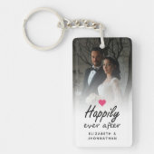 ホットピンクのハート写真記念品 キーホルダー (正面)