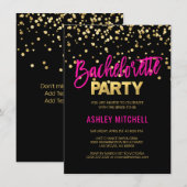 ホットピンクのバチェロレッテパーティー招待状テンプレート 招待状 (正面/裏面)