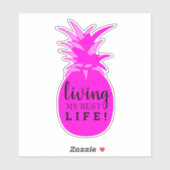 ホットピンクのパイナップル私の最高の人生の切り抜き シール (シート)