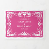 ホットピンクのパペルピカドは鳥結婚を愛する 三つ折り招待状 (カバー)