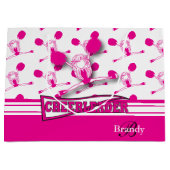 ホットピンクのパーソナライズ📣チアリーダー ラージペーパーバッグ (正面)