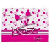 ホットピンクのパーソナライズ📣チアリーダー ラージペーパーバッグ (裏面)