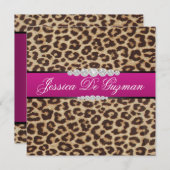 ホットピンクのヒマワリデビュー 招待状 (正面/裏面)