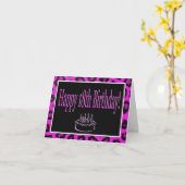 ホットピンクのヒョウの斑点がある幸せ18誕生日 カード (黄色い花)