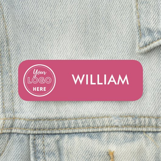 ホットピンクのビジネスロゴのミニマルな従業員スタッフ 名札