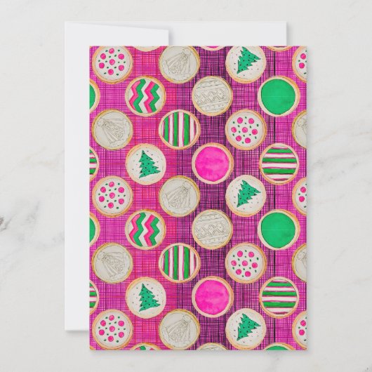 ホットピンクのフェスティブな手描きシュガーコokies シーズンカード (正面)