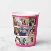 ホットピンクのフォトコラ結婚ージュの紙カップ 紙コップ (裏面)