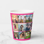 ホットピンクのフォトコラ結婚ージュの紙カップ 紙コップ (正面)