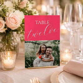 ホットピンクのフォト結婚式テーブルナンバー テーブルナンバー