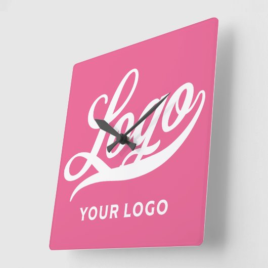 ホットピンクのフシアビジネスロゴ会社ブランドシンプル スクエア壁時計 (傾斜)