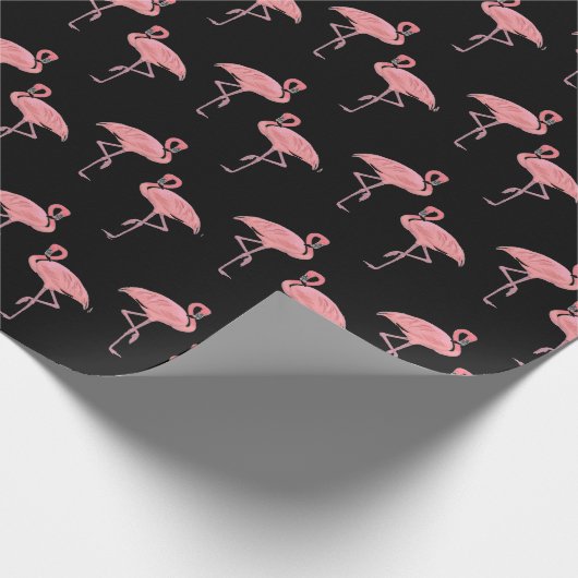 ホットピンクのフラインゴの群れのシームレスデザイン ラッピングペーパー (角)