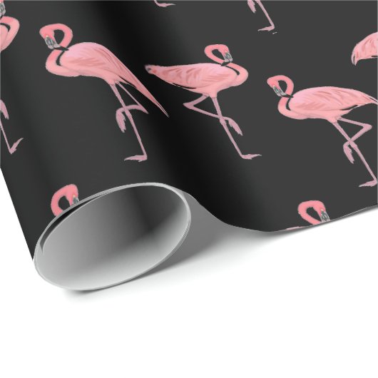 ホットピンクのフラインゴの群れのシームレスデザイン ラッピングペーパー (ロールコーナー)