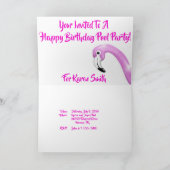 ホットピンクのフラインゴーフロートに乗ってプールでリラックス カード (内部)