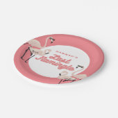 ホットピンクのフラインゴ　ラストフラミンゴ　ブライズシャワー ペーパープレート (アングル)