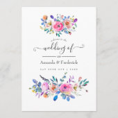 ホットピンクのフローラビンテージウェディングバーメニュー メニュー (裏面)