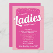 ホットピンクのブライダルシャワーモダン招待 招待状 (正面/裏面)