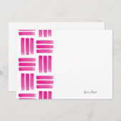 ホットピンクのブラシストロークパターン ノートカード (正面/裏面)