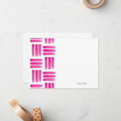 ホットピンクのブラシストロークパターン ノートカード (正面/裏面インサイチュ)