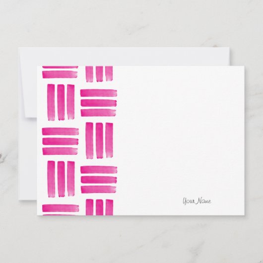ホットピンクのブラシストロークパターン ノートカード (正面)