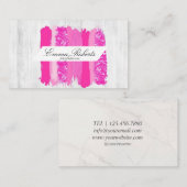 ホットピンクのブラシストローク明るい赤紫色 絵を描 名刺 (正面/裏面)