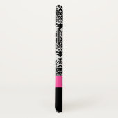 ホットピンクのブラックダマスクパターンのパーソナライズ Case-Mate iPhoneケース (裏面/右)