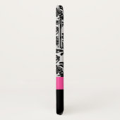 ホットピンクのブラックダマスクパターンのパーソナライズ Case-Mate iPhoneケース (裏面/左)