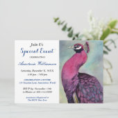 ホットピンクのペコックパーティーイベント招待状 招待状 (スタンド正面)