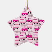 ホットピンクのホイールヴィンテージカートラックスコータズワゴン セラミックオーナメント (右)