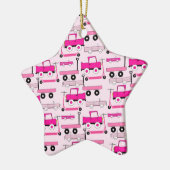 ホットピンクのホイールヴィンテージカートラックスコータズワゴン セラミックオーナメント (左)