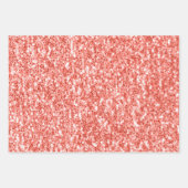 ホットピンクのマゼンタとサンゴの輝きフェイクグリッター ラッピングペーパーシート (正面3)