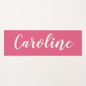 ホットピンクのミニマパーソナライズされたリストの書道  ヨガマット (正面(横))