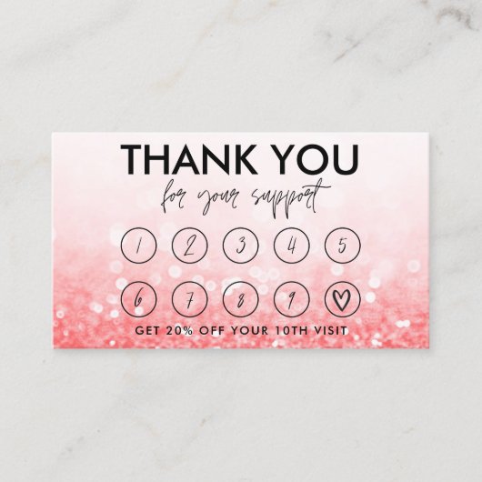 ホットピンクのメイクアップ感謝していヘアロイヤリティカード 名刺 (正面)